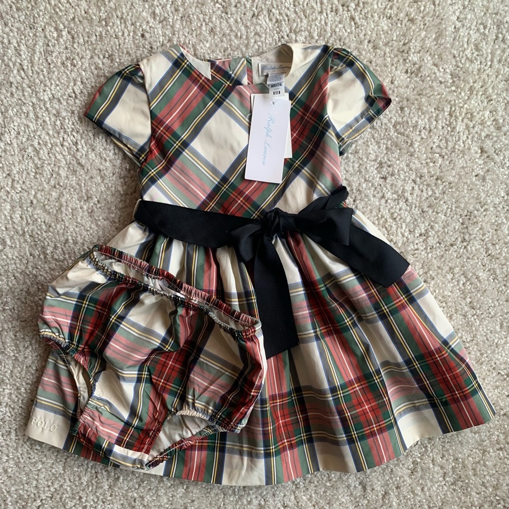 NEW Ralph Lauren Holiday Plaid Taffeta Dress size 12 Months